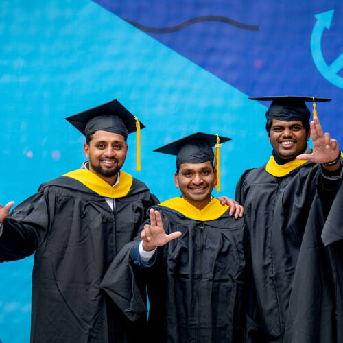 From left, Sai Posani, Guru Saran, andPrajwal Garla